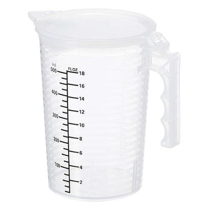 Graduated Beaker, 100ml PP Plastic Liquid Measuring Cup Double Sided Black Graduations with Handle Lid and Spout for Lab Kitchen Home