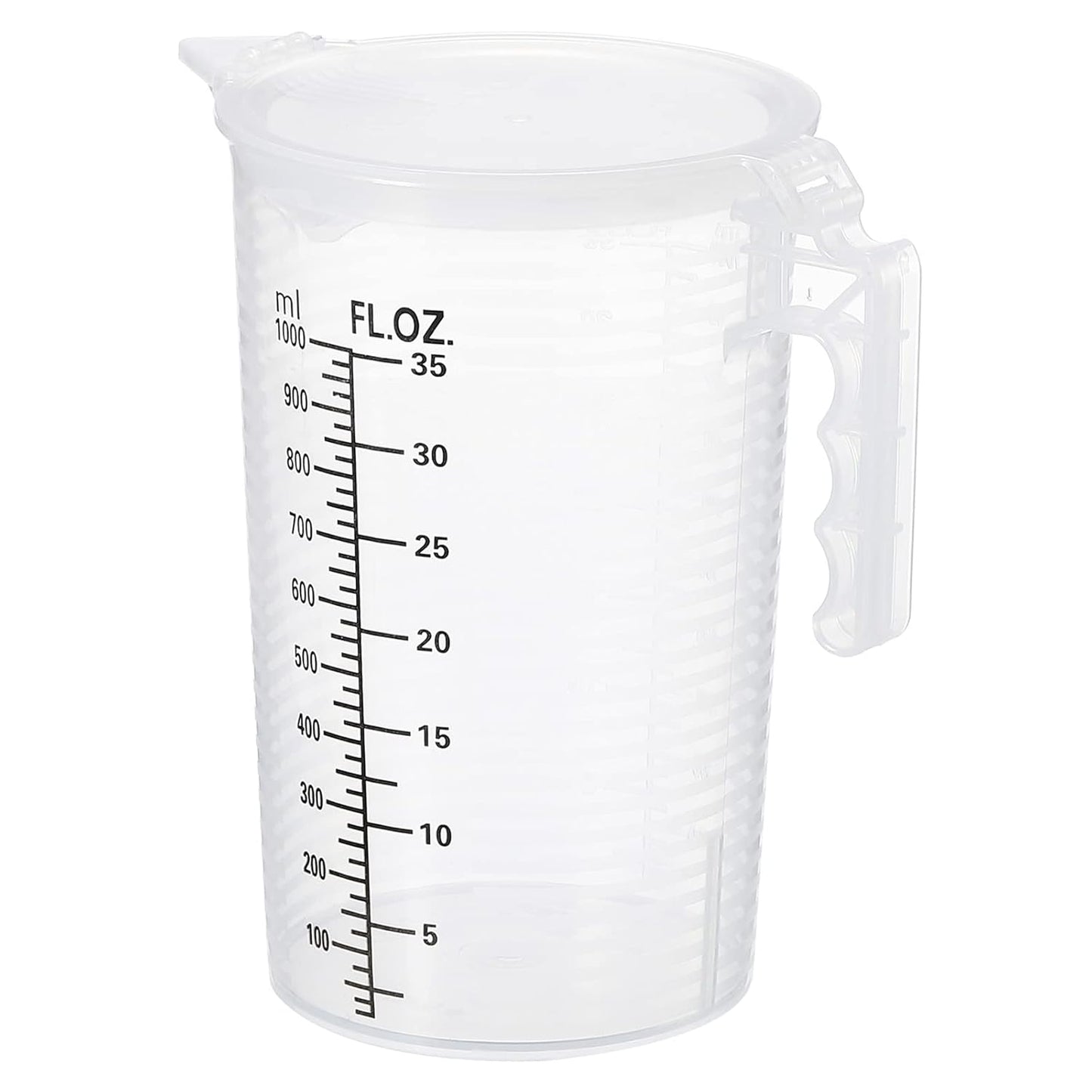Graduated Beaker, 100ml PP Plastic Liquid Measuring Cup Double Sided Black Graduations with Handle Lid and Spout for Lab Kitchen Home