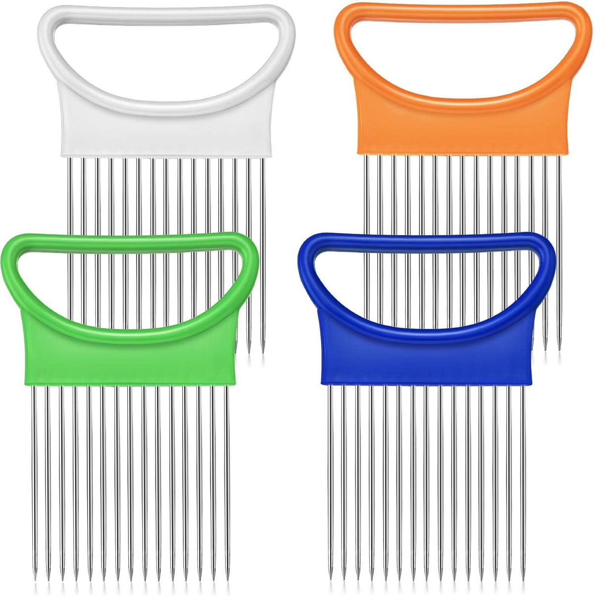 4 Pcs Onion Holder Cutter Stainless Steel Vegetable Tomato Slicer