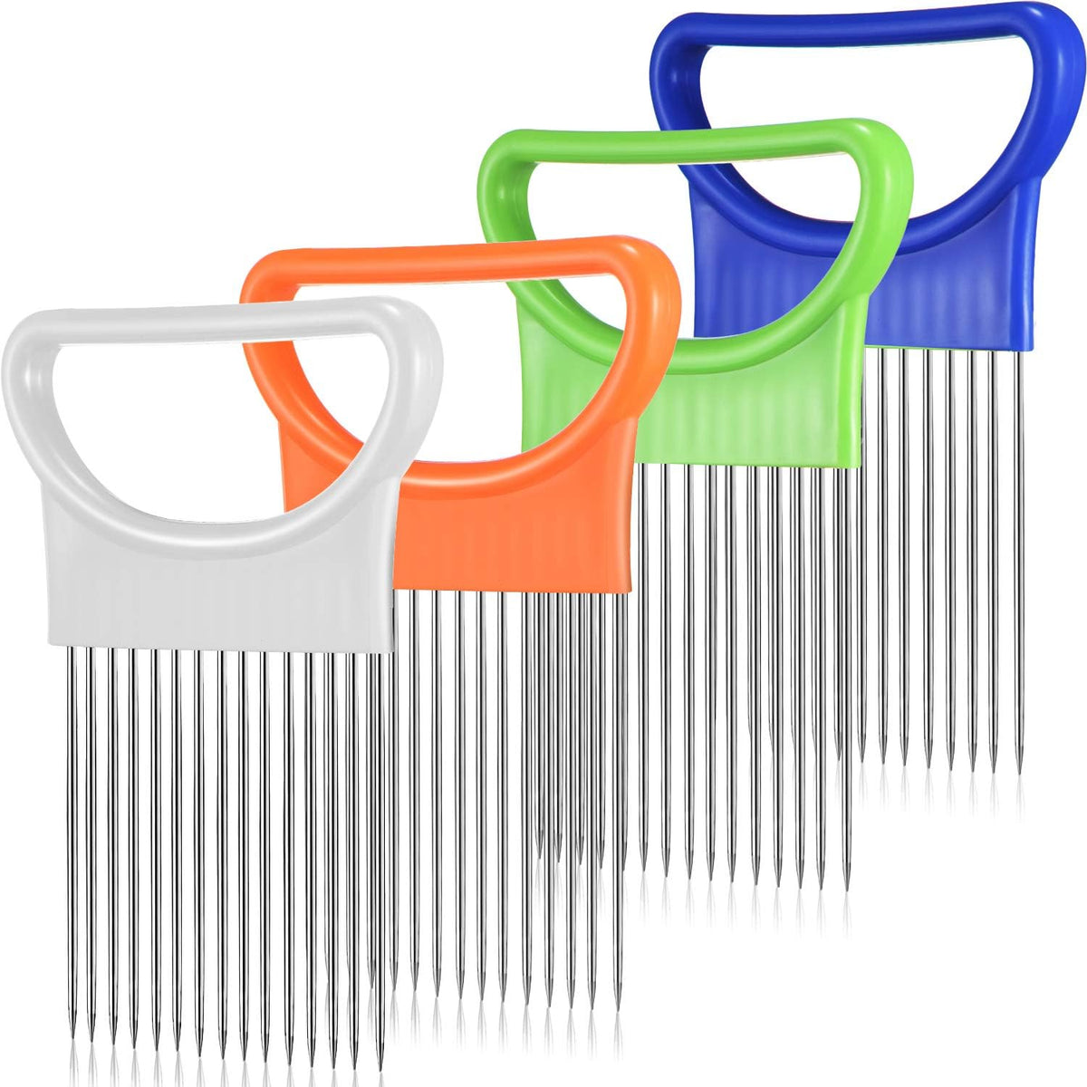 4 Pcs Onion Holder Cutter Stainless Steel Vegetable Tomato Slicer