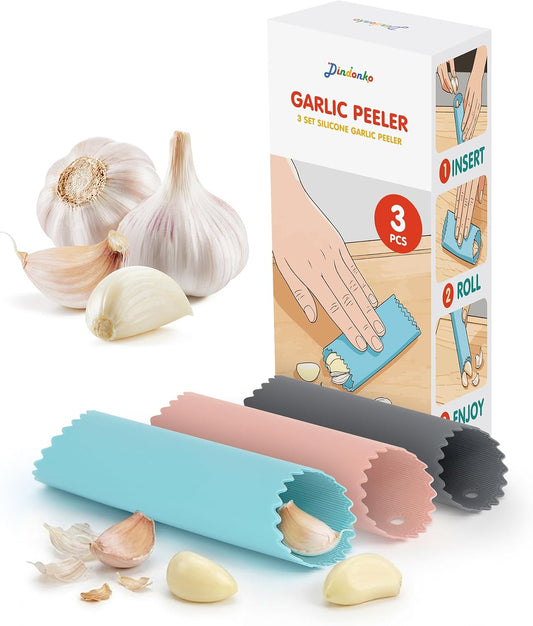 3-Pack Silicone Garlic Peeler Tube - Roller Garlic Stripper | Quick Skin Removal: Easily peels garlic cloves in seconds without leaving any garlic odor on your hands.