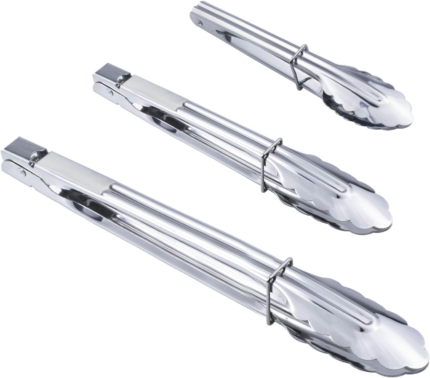 3PCS Stainless Steel Kitchen Tongs 7/9/12 Inch Cooking Tongs Set