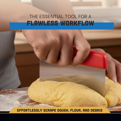 17303R Sani-Safe 6" x 3" Dough Cutter and Scraper, Stainless Steel Blade with Slip-Resistant Red Polypropylene Handle, Pastry Prep Tool for Bakeries, NSF Certified, Made in USA