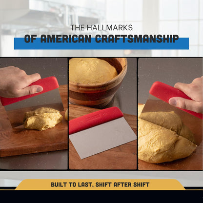 17303R Sani-Safe 6" x 3" Dough Cutter and Scraper, Stainless Steel Blade with Slip-Resistant Red Polypropylene Handle, Pastry Prep Tool for Bakeries, NSF Certified, Made in USA