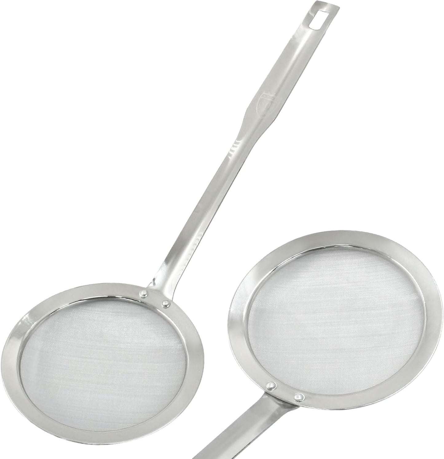 Stainless Steel Fat Skimmer Spoon 14 inch DIA 4.53" | Ladle Cooking Strainer Spoon, Fine Mesh, Colander with Handle, Shallow Net Design