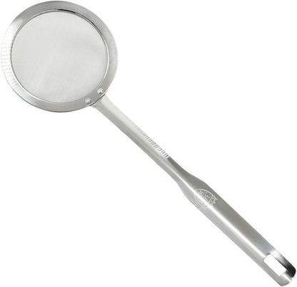 Stainless Steel Fat Skimmer Spoon 14 inch DIA 4.53" | Ladle Cooking Strainer Spoon, Fine Mesh, Colander with Handle, Shallow Net Design