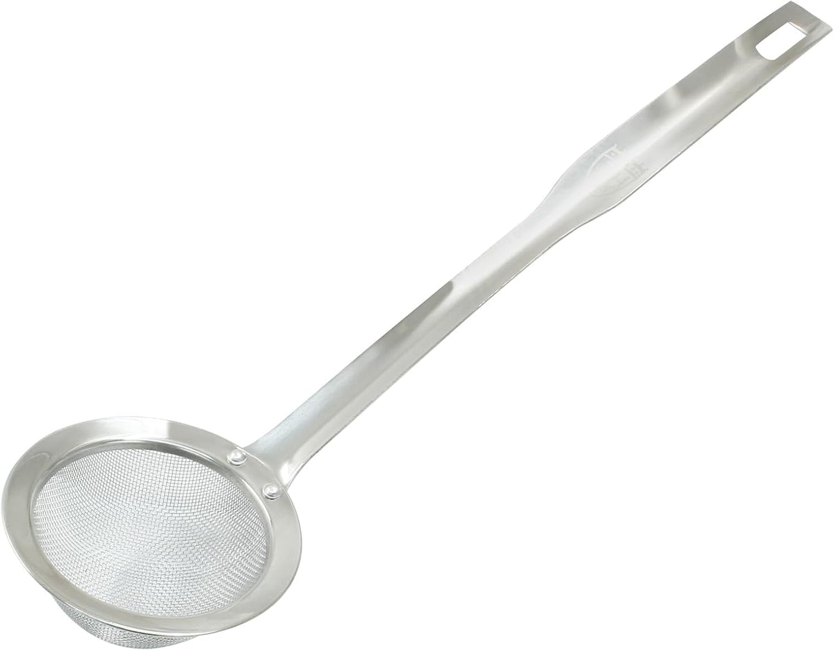 Stainless Steel Fat Skimmer Spoon 14 inch DIA 4.53" | Ladle Cooking Strainer Spoon, Fine Mesh, Colander with Handle, Shallow Net Design