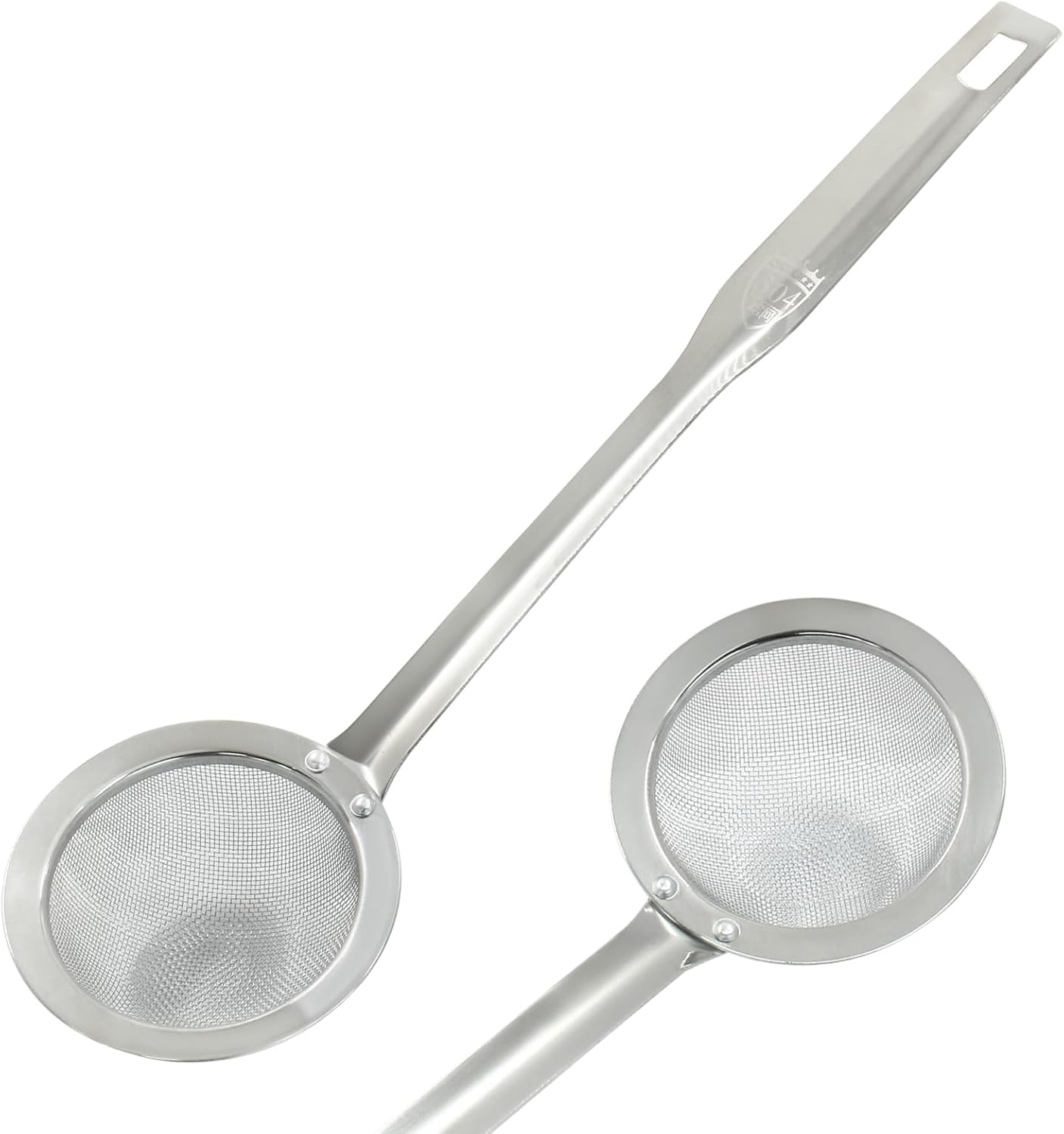 Stainless Steel Fat Skimmer Spoon 14 inch DIA 4.53" | Ladle Cooking Strainer Spoon, Fine Mesh, Colander with Handle, Shallow Net Design