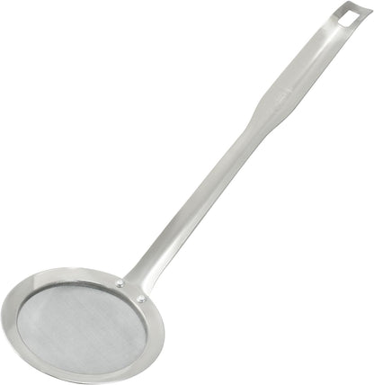 Stainless Steel Fat Skimmer Spoon 14 inch DIA 4.53" | Ladle Cooking Strainer Spoon, Fine Mesh, Colander with Handle, Shallow Net Design