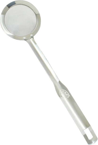 Stainless Steel Fat Skimmer Spoon 14 inch DIA 4.53" | Ladle Cooking Strainer Spoon, Fine Mesh, Colander with Handle, Shallow Net Design