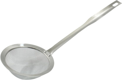 Stainless Steel Fat Skimmer Spoon 14 inch DIA 4.53" | Ladle Cooking Strainer Spoon, Fine Mesh, Colander with Handle, Shallow Net Design