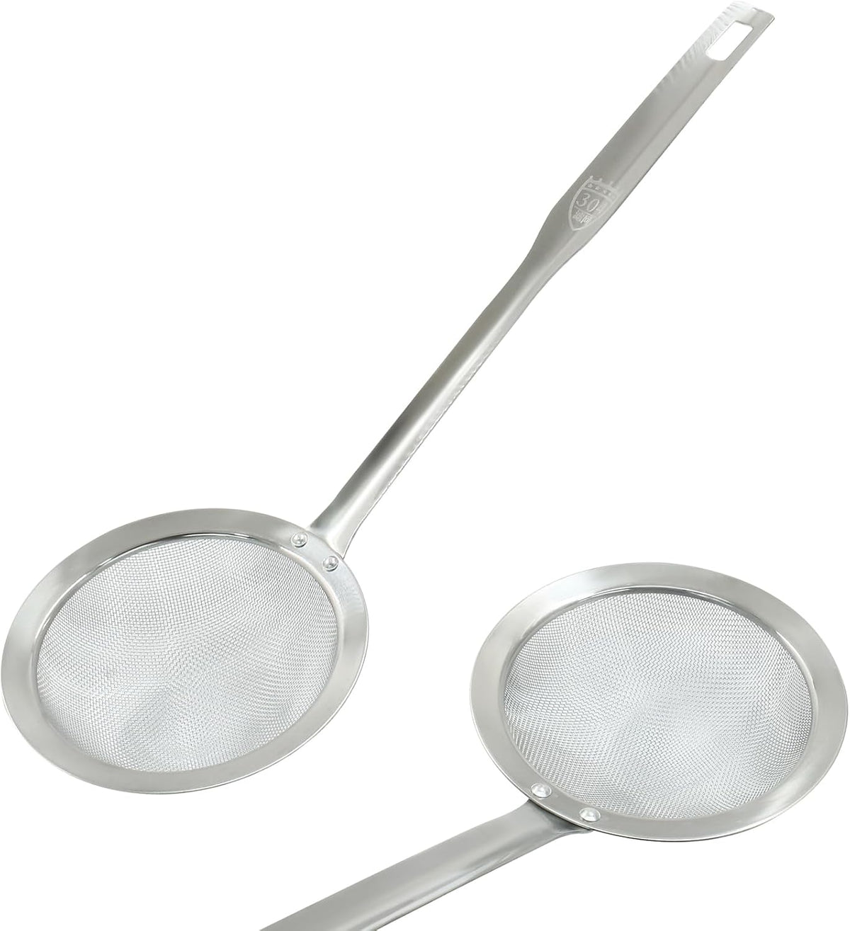 Stainless Steel Fat Skimmer Spoon 14 inch DIA 4.53" | Ladle Cooking Strainer Spoon, Fine Mesh, Colander with Handle, Shallow Net Design