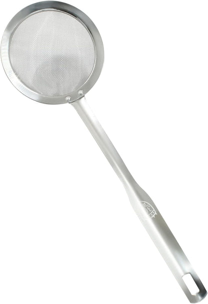 Stainless Steel Fat Skimmer Spoon 14 inch DIA 4.53" | Ladle Cooking Strainer Spoon, Fine Mesh, Colander with Handle, Shallow Net Design