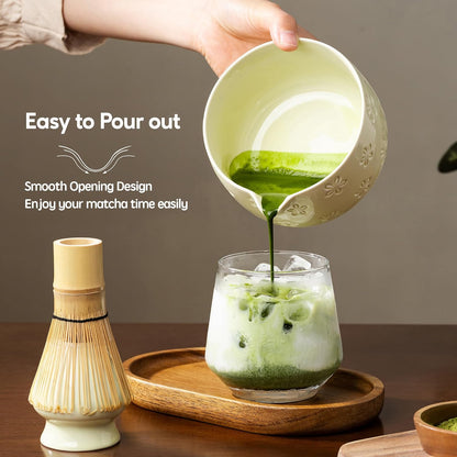 Matcha Whisk Set, Ceramic Matcha Set, 6 Pcs Matcha Kit Includes Matcha Bowl, Matcha Whisk with Holder, Bamboo Scoop, Scoop Rest, Sifter, Ceremonial Matcha Tea Set, Perfect Gifts, Blue