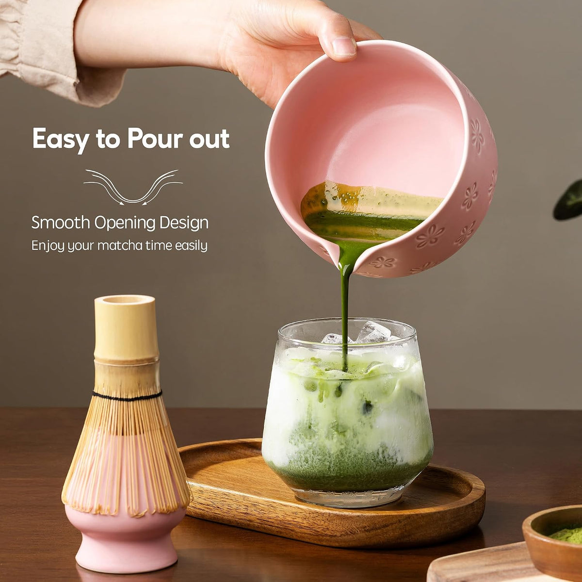 Matcha Whisk Set, Ceramic Matcha Set, 6 Pcs Matcha Kit Includes Matcha Bowl, Matcha Whisk with Holder, Bamboo Scoop, Scoop Rest, Sifter, Ceremonial Matcha Tea Set, Perfect Gifts, Blue