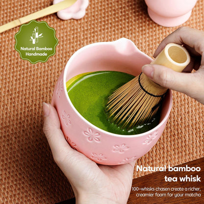 Matcha Whisk Set, Ceramic Matcha Set, 6 Pcs Matcha Kit Includes Matcha Bowl, Matcha Whisk with Holder, Bamboo Scoop, Scoop Rest, Sifter, Ceremonial Matcha Tea Set, Perfect Gifts, Blue