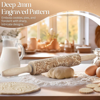 Marble Rolling Pin Heavy Nonstick Stone Dough Roller - 10 Inch Polished Barrel with Wooden Handles & Cradle Stand for Baking Pastry Bread Pizza Cookies Pie Crust Pasta Tortillas (White)
