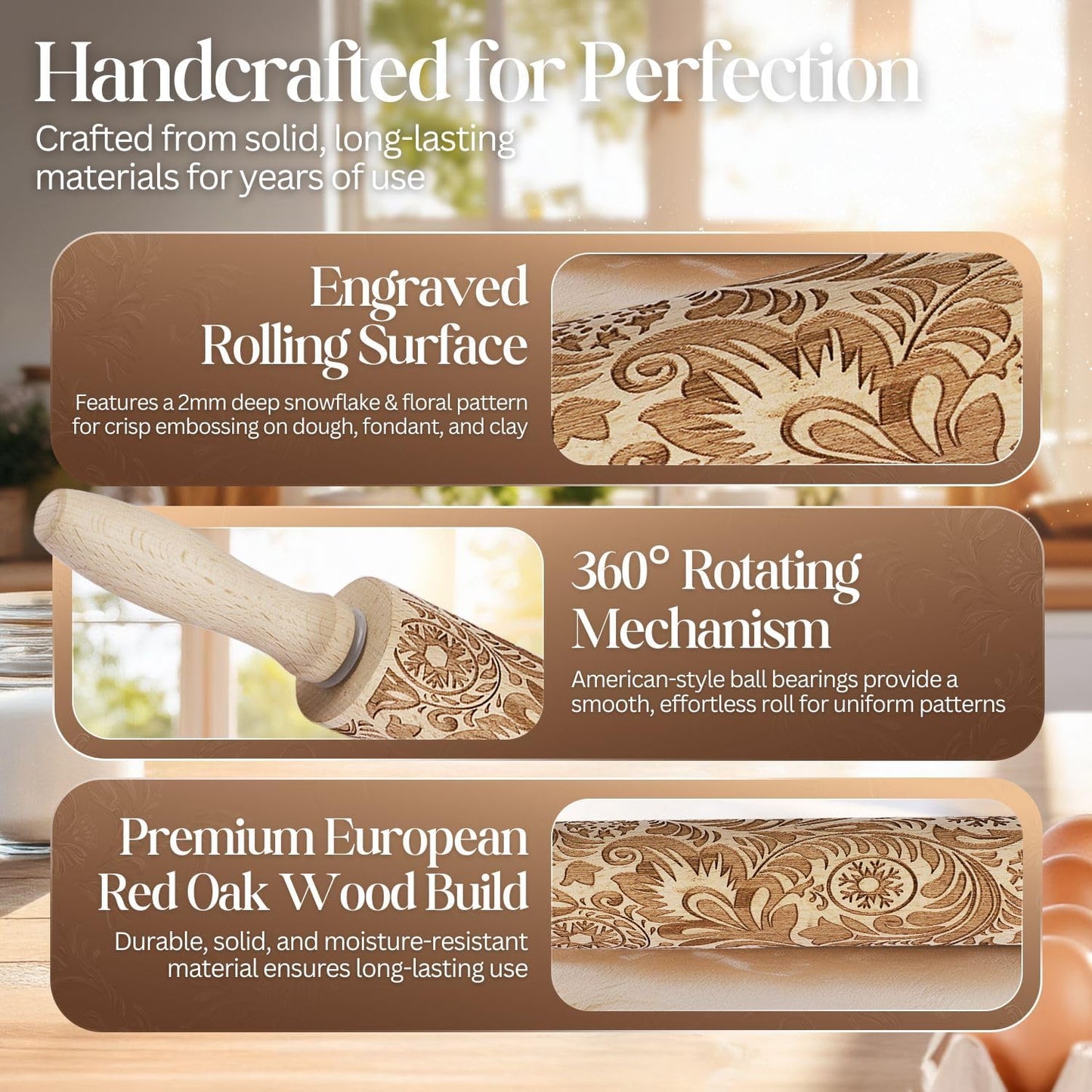 Marble Rolling Pin Heavy Nonstick Stone Dough Roller - 10 Inch Polished Barrel with Wooden Handles & Cradle Stand for Baking Pastry Bread Pizza Cookies Pie Crust Pasta Tortillas (White)