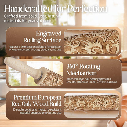 Marble Rolling Pin Heavy Nonstick Stone Dough Roller - 10 Inch Polished Barrel with Wooden Handles & Cradle Stand for Baking Pastry Bread Pizza Cookies Pie Crust Pasta Tortillas (White)