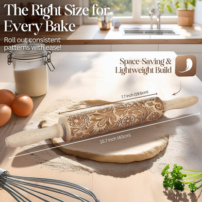 Marble Rolling Pin Heavy Nonstick Stone Dough Roller - 10 Inch Polished Barrel with Wooden Handles & Cradle Stand for Baking Pastry Bread Pizza Cookies Pie Crust Pasta Tortillas (White)