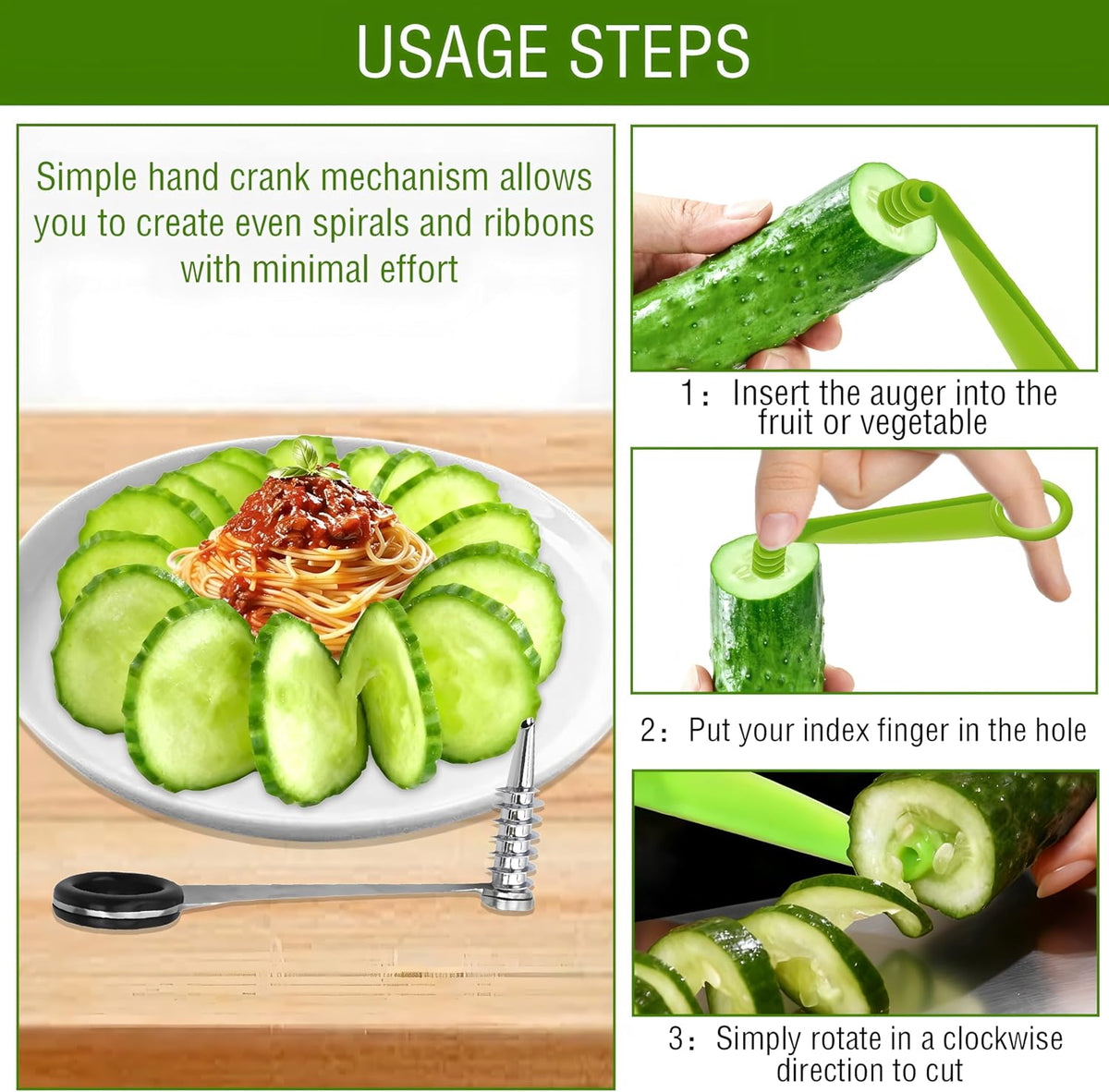 3 PCS Spiral Cutter,Spiral Slicer,Stainless Steel&Plastic Flower Curler