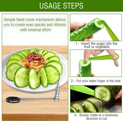 3 PCS Spiral Cutter,Spiral Slicer,Stainless Steel&Plastic Flower Curler