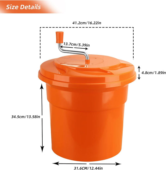 5 Gallon Salad Spinner,Large Capacity Vegetable Friuts Salad Dryer,Commercial Manual Salad Mixer for Restaurants Kitchen & Catering,Green & Orange. (Orange, 5 Gallon)