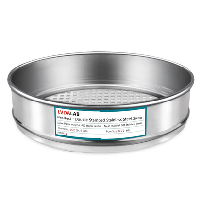 7.9" (20cm) 304 Stainless Steel Lab Sieve, 10 Mesh (2mm) Screen Sifter - Colors B