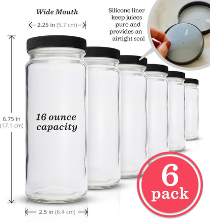 Glass Bottles Set, Clear, 32 oz Jars, 4 Pack Wide Mouth with Lids