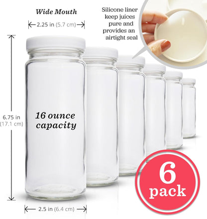 Glass Bottles Set, Clear, 32 oz Jars, 4 Pack Wide Mouth with Lids