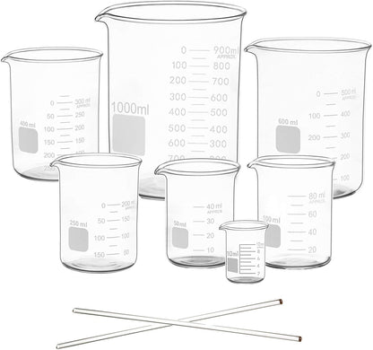 3 Pack Borosilicate Glass Beaker Set, 50 mL, 100 mL and 250 mL