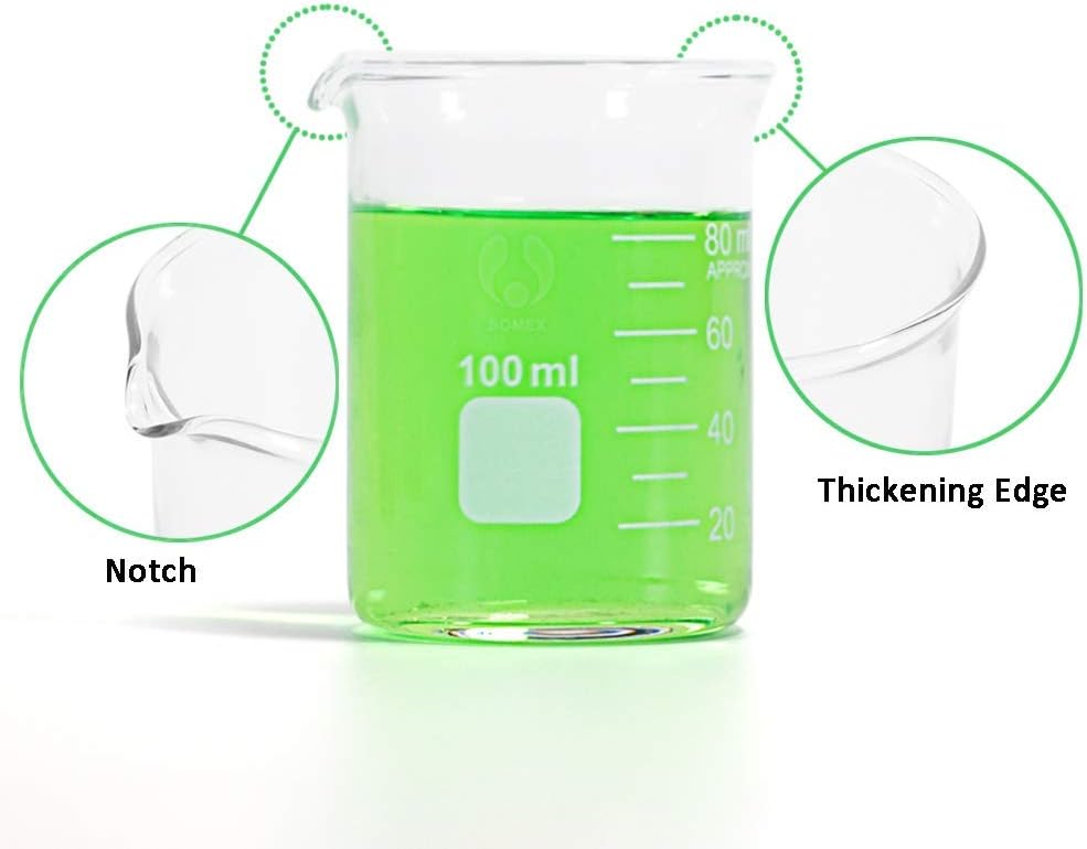 3 Pack Borosilicate Glass Beaker Set, 50 mL, 100 mL and 250 mL