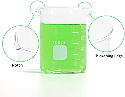 3 Pack Borosilicate Glass Beaker Set, 50 mL, 100 mL and 250 mL