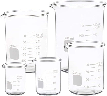 3 Pack Borosilicate Glass Beaker Set, 50 mL, 100 mL and 250 mL