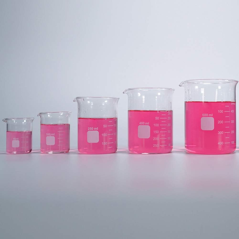 3 Pack Borosilicate Glass Beaker Set, 50 mL, 100 mL and 250 mL