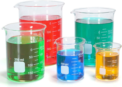 3 Pack Borosilicate Glass Beaker Set, 50 mL, 100 mL and 250 mL