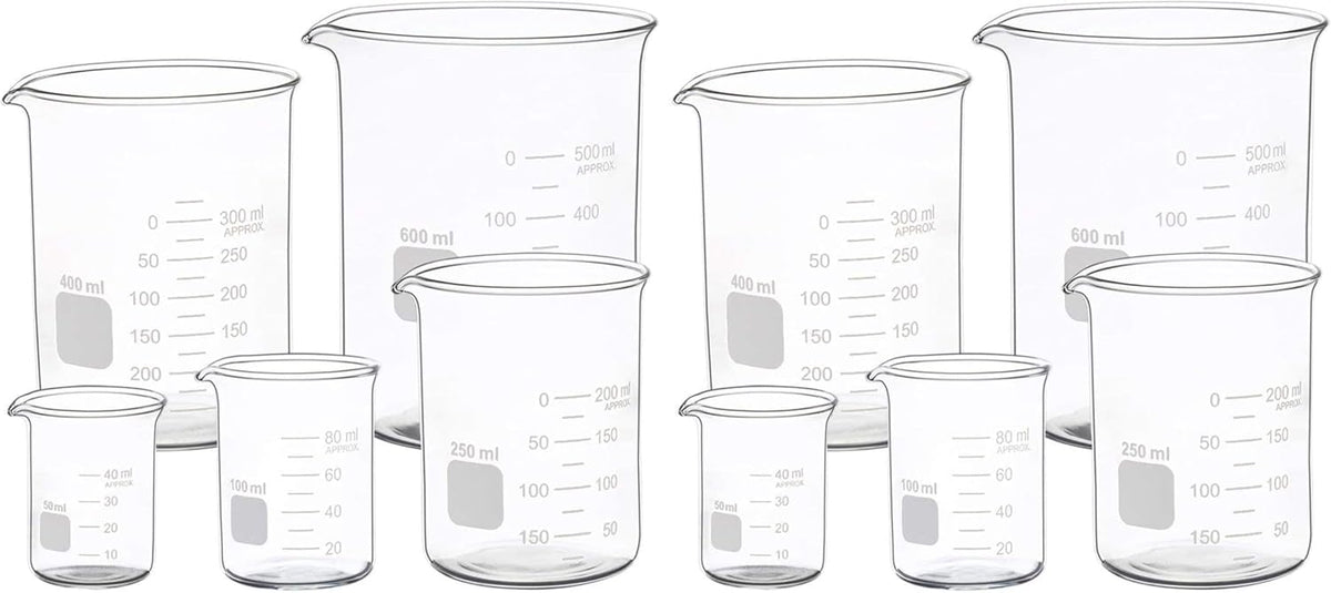 3 Pack Borosilicate Glass Beaker Set, 50 mL, 100 mL and 250 mL