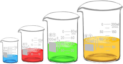 3 Pack Borosilicate Glass Beaker Set, 50 mL, 100 mL and 250 mL