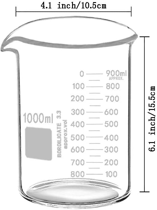 3 Pack Borosilicate Glass Beaker Set, 50 mL, 100 mL and 250 mL