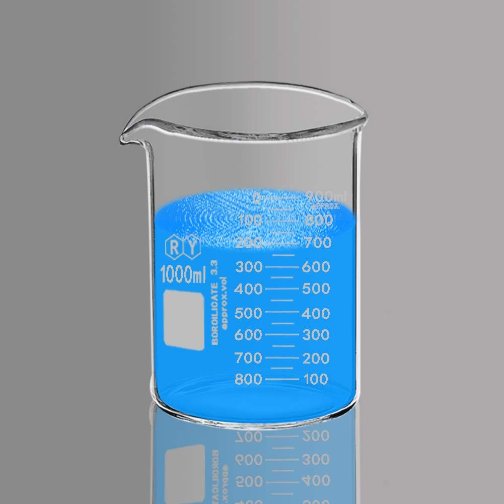 3 Pack Borosilicate Glass Beaker Set, 50 mL, 100 mL and 250 mL