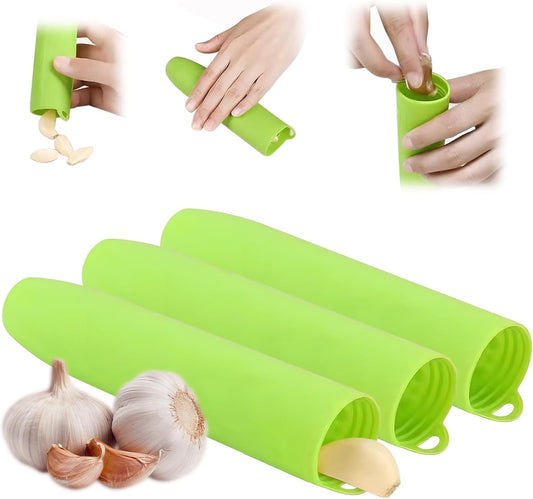 Garlic Peeler Silicone Garlic Peeler Skin Remover Easy Roller Tube Skin Remover Peel with Hanging Hole Effortless to Peel (Green)