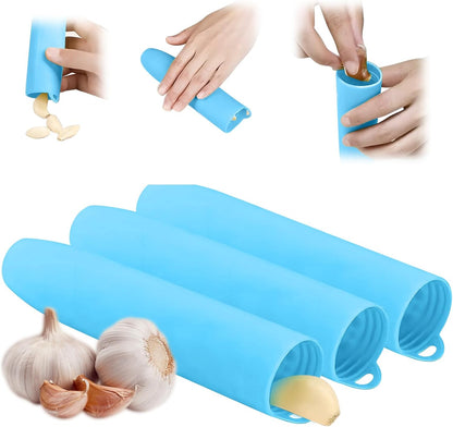 Garlic Peeler Silicone Garlic Peeler Skin Remover Easy Roller Tube Skin Remover Peel with Hanging Hole Effortless to Peel (Green)