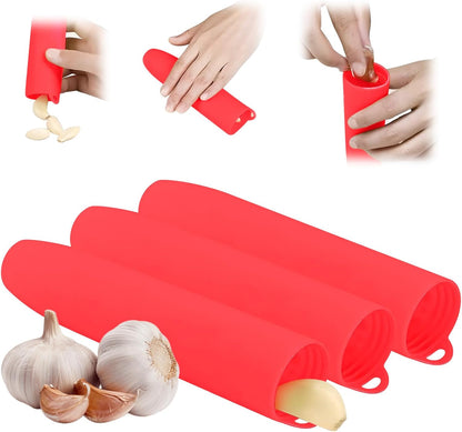 Garlic Peeler Silicone Garlic Peeler Skin Remover Easy Roller Tube Skin Remover Peel with Hanging Hole Effortless to Peel (Green)