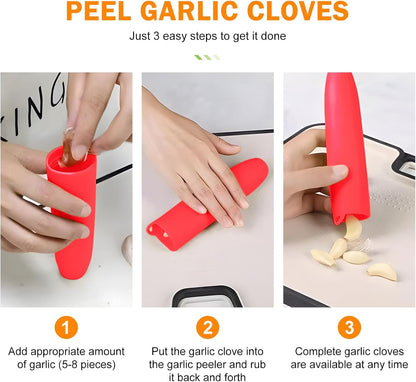 Garlic Peeler Silicone Garlic Peeler Skin Remover Easy Roller Tube Skin Remover Peel with Hanging Hole Effortless to Peel (Green)