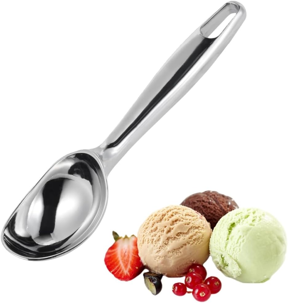 Zinc Alloy Ice Cream Scoop with Hook, Heavy-Duty One-Piece Design for Effortless Scooping, Comfortable to Hold