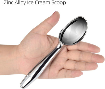 Zinc Alloy Ice Cream Scoop with Hook, Heavy-Duty One-Piece Design for Effortless Scooping, Comfortable to Hold