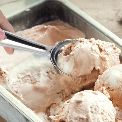 Zinc Alloy Ice Cream Scoop with Hook, Heavy-Duty One-Piece Design for Effortless Scooping, Comfortable to Hold