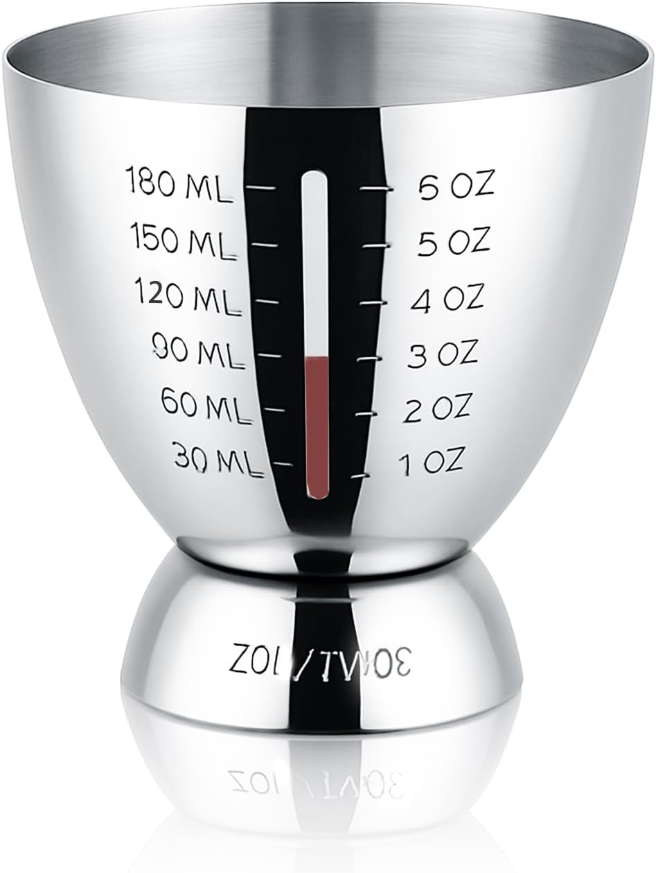 Stainless Steel Cocktail Jigger with OZ&ML Markings, 1–6oz
