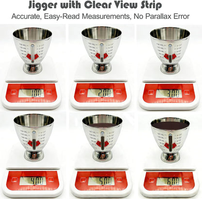 Stainless Steel Cocktail Jigger with OZ&ML Markings, 1–6oz