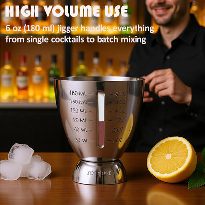 Stainless Steel Cocktail Jigger with OZ&ML Markings, 1–6oz